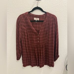 Wrangler Burgundy Plaid Flannel Top - L
